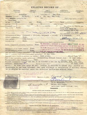 Edward Nielsen, Enlistment Record
