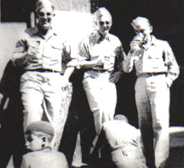 John Long with crewmates getting shoe shine