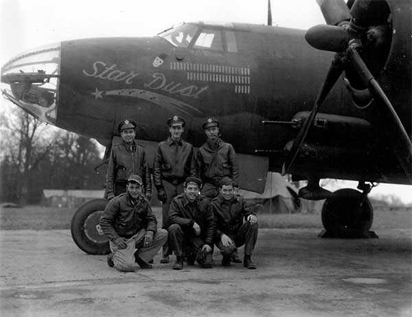 Top row: (Pilot) 1st Lt. Ralph D. Wilson; (Co-pilot) 1st Lt. Bortner (?); (Nav/Bomb) 1st Lt. Marshall