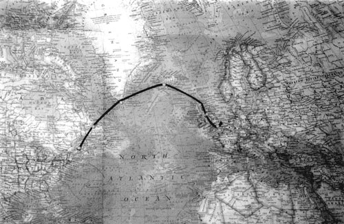 Presque Isle to Goose Bay, Newfoundland with no alternate airfields available in case Goose Bay closed because of weather. It was a flight of no return. 